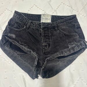 One Teaspoon Charcoal Distressed Jean Shorts